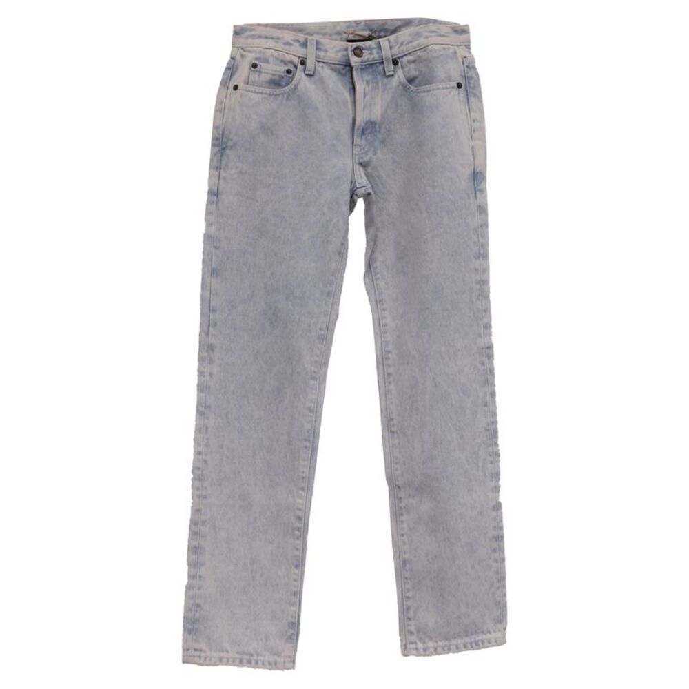 Saint Laurent Cropped Light Wash Jeans in Light Blue Denim